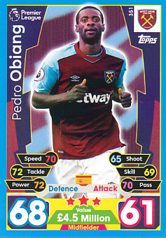Pedro Obiang West Ham United 2017/18 Topps Match Attax #351